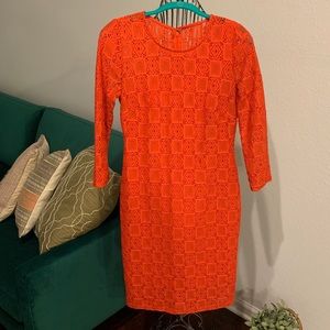 Laundry mid-sleeve Orange Lace dress
